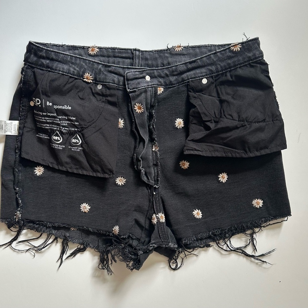 bp Black Jean Shorts with Distressed Finish and Studded Detail - Picture 9 of 12